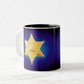 Merkaba mit Blume des Lebens Zweifarbige Tasse (Vorderseite Links)