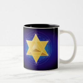 Merkaba mit Blume des Lebens Zweifarbige Tasse