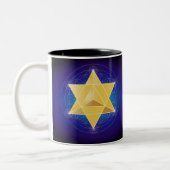 Merkaba mit Blume des Lebens Zweifarbige Tasse (Links)