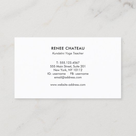 Merkaba Sacred Geometry Symbol Visitenkarte (Rückseite)