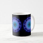 Merkaba Spiral Mandala Blue ( Fraktal Geometry) Kaffeetasse (VorderseiteRechts)