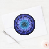Merkaba Spiral Mandala Blue ( Fraktal Geometry ) Runder Aufkleber (Umschlag)