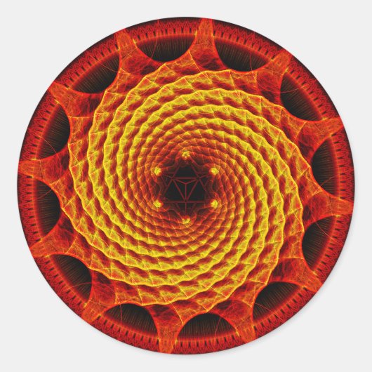 Merkaba Spiral Mandala Rotes Fraktal Sticker (Vorderseite)