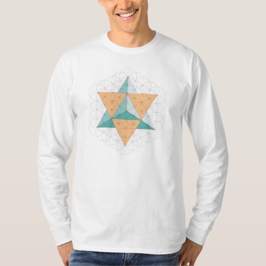 Merkaba Stern-Tetraeder auf Blume des Lebens T-Shirt (Vorderseite)