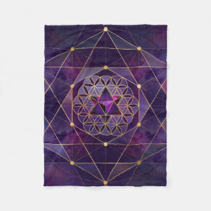 Merkabah in Blume des Lebens - Heilige Geometrie Fleecedecke