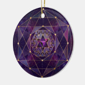 Merkabah in Blume des Lebens - Heilige Geometrie Keramik Ornament (Links)