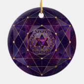 Merkabah in Blume des Lebens - Heilige Geometrie Keramik Ornament (Hinten)