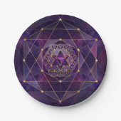 Merkabah in Blume des Lebens - Heilige Geometrie Pappteller (Vorderseite)