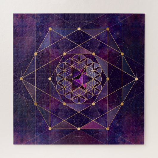 Merkabah in Blume des Lebens - Heilige Geometrie Puzzle (Horizontal)