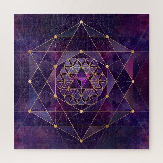 Merkabah in Blume des Lebens - Heilige Geometrie Puzzle (Vertikal)