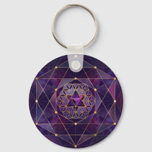 Merkabah in Blume des Lebens - Heilige Geometrie Schlüsselanhänger