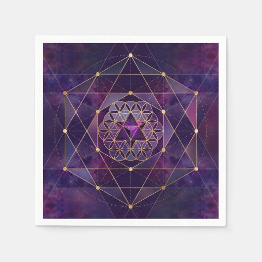 Merkabah in Blume des Lebens - Heilige Geometrie Serviette (Vorderseite)