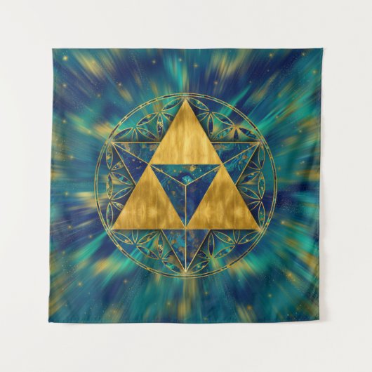 Merkabah in der Blume des Lebens Wandteppich (Vorderseite)