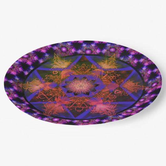 Merkabah Mandala Pattern Pappteller (Schrägansicht)
