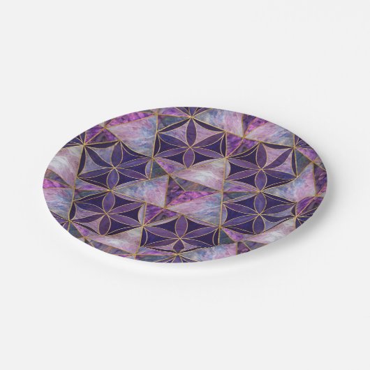 Merkabah zur Blume des Lebensmusters Pappteller (Schrägansicht)