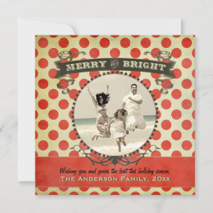 Merke und helle Retro Red Dot Foto Holiday Card Feiertagskarte