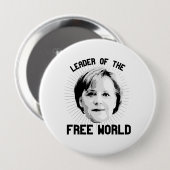 Merkel ist Führer der freien Welt - - - Button (Vorne & Hinten)