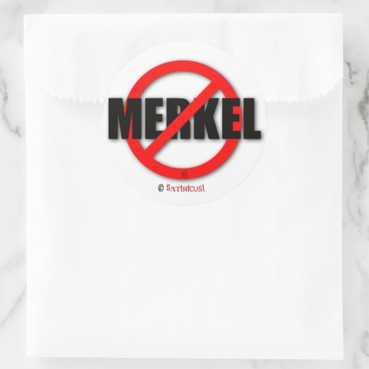 Merkel MUSS weg! Runder Aufkleber (Tasche)