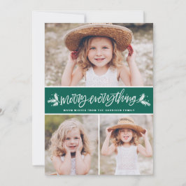 Merken Sie alles Pine Branches grüne Foto Collage Feiertagskarte