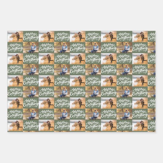 Merken Sie alles Script 6-Foto-Checkerboard Geschenkpapier Set (Vorderseite 3)