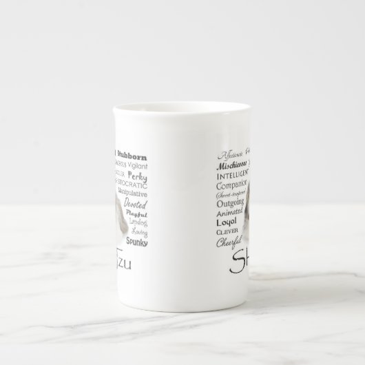 Merkmal-Knochen-China-Tasse Shih Tzu Porzellantasse (Vorderseite)