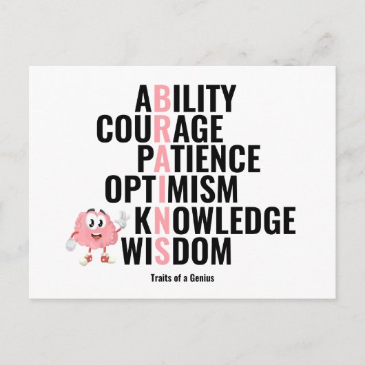 Merkmale eines Genius Postkarte (Vorderseite)