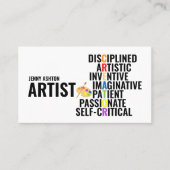 Merkmale eines Künstlers, Beruflicher Künstler Visitenkarte (Vorderseite)