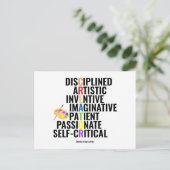 Merkmale eines Künstlers Postkarte (Stehend Vorderseite)