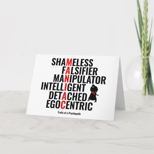 Merkmale eines Psychopathen Karte (Vorderseite)