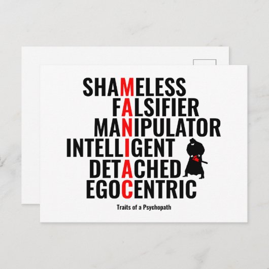 Merkmale eines Psychopathen Postkarte (Vorne/Hinten)