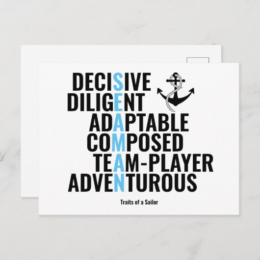 Merkmale eines Seeleuten Postkarte (Vorne/Hinten)