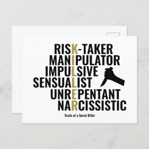 Merkmale eines seriellen Killers Postkarte