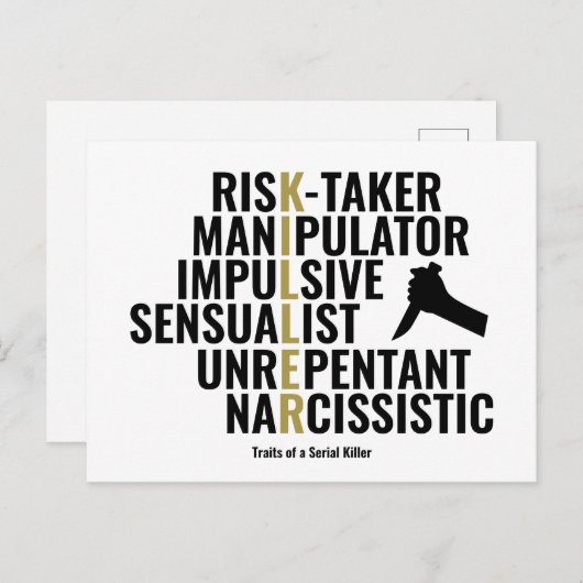 Merkmale eines seriellen Killers Postkarte (Vorne/Hinten)