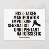 Merkmale eines seriellen Killers Postkarte (Vorderseite)