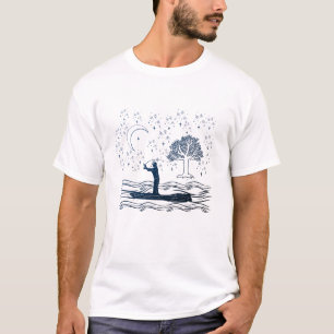 Merkmale, Sterne und Mond T-Shirt