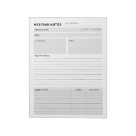 Merknotizen für den individuell anpassbaren Meetin Notizblock
