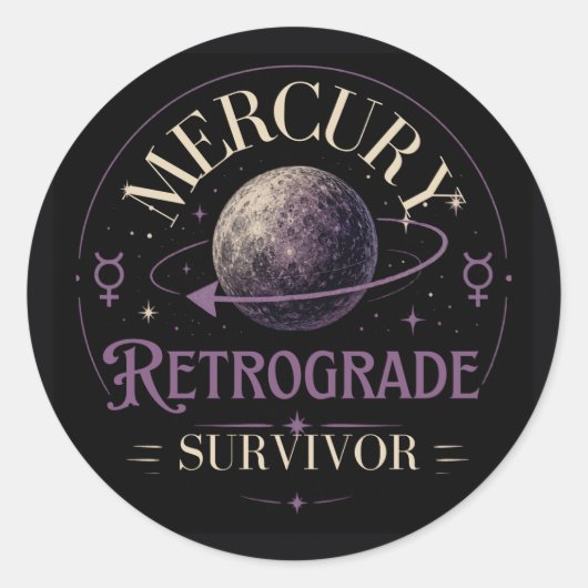 Merkur-Retrograd-Überlebender Runder Aufkleber (Vorderseite)