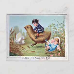 Merkwürdig charmantes Vintage-Neujahr Postkarte