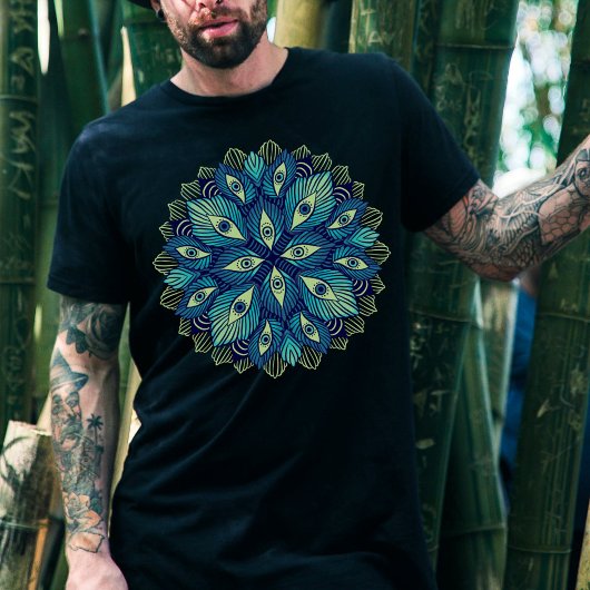 Merkwürdig Psychedelic Eyes Blue Floral T-Shirt