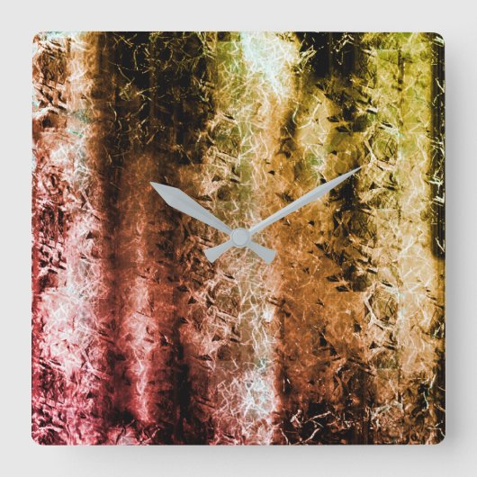 Merkwürdige Faserstruktur und Schmutzflecken Quadratische Wanduhr (Vorderseite)
