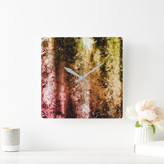 Merkwürdige Faserstruktur und Schmutzflecken Quadratische Wanduhr (Zuhause)