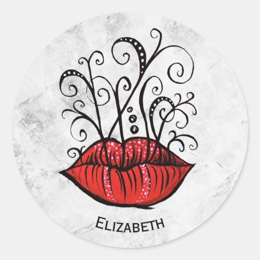 Merkwürdige gotische Lippen Tattoo Oddity Name Runder Aufkleber (Vorderseite)