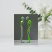 Merkwürdige grüne Menschen Postkarte (Stehend Vorderseite)