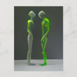 Merkwürdige grüne Menschen Postkarte