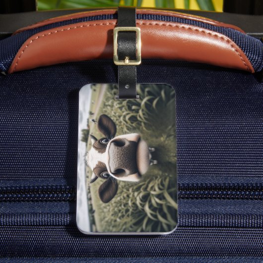 Merkwürdige Kuh im Feld, kundenspezifischer Gepäck Gepäckanhänger (Vorderseite Insitu 2)