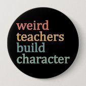 Merkwürdige Lehrer bauen Charakter Retro-Lehrer Button (Vorderseite)