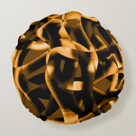 Merkwürdige Medaille verbrannter Bänder, orange Fa Rundes Kissen