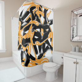 Merkwürdige Medaille verbrannter Bänder, orange we Duschvorhang