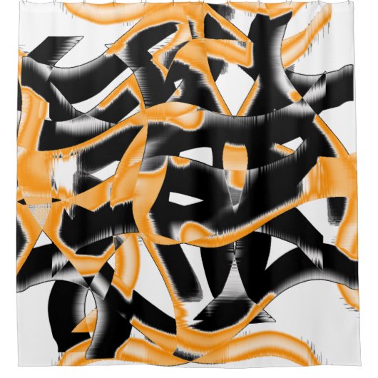 Merkwürdige Medaille verbrannter Bänder, orange we Duschvorhang (Vorderseite)