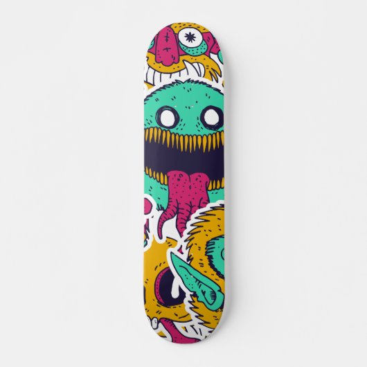 Merkwürdige Monster-Skulls-Muster Skateboard (Vorne)